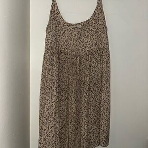 NATURAL LIFE Cream Mini Dress with Brown Floral Print